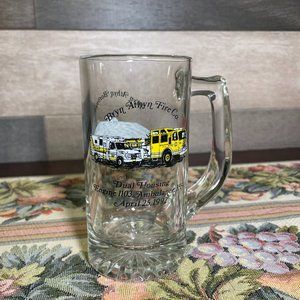 Bryn Athyn Fire Co. Glass 12oz Beer Mug -Dual Housing Engine 1103 April 25 1992